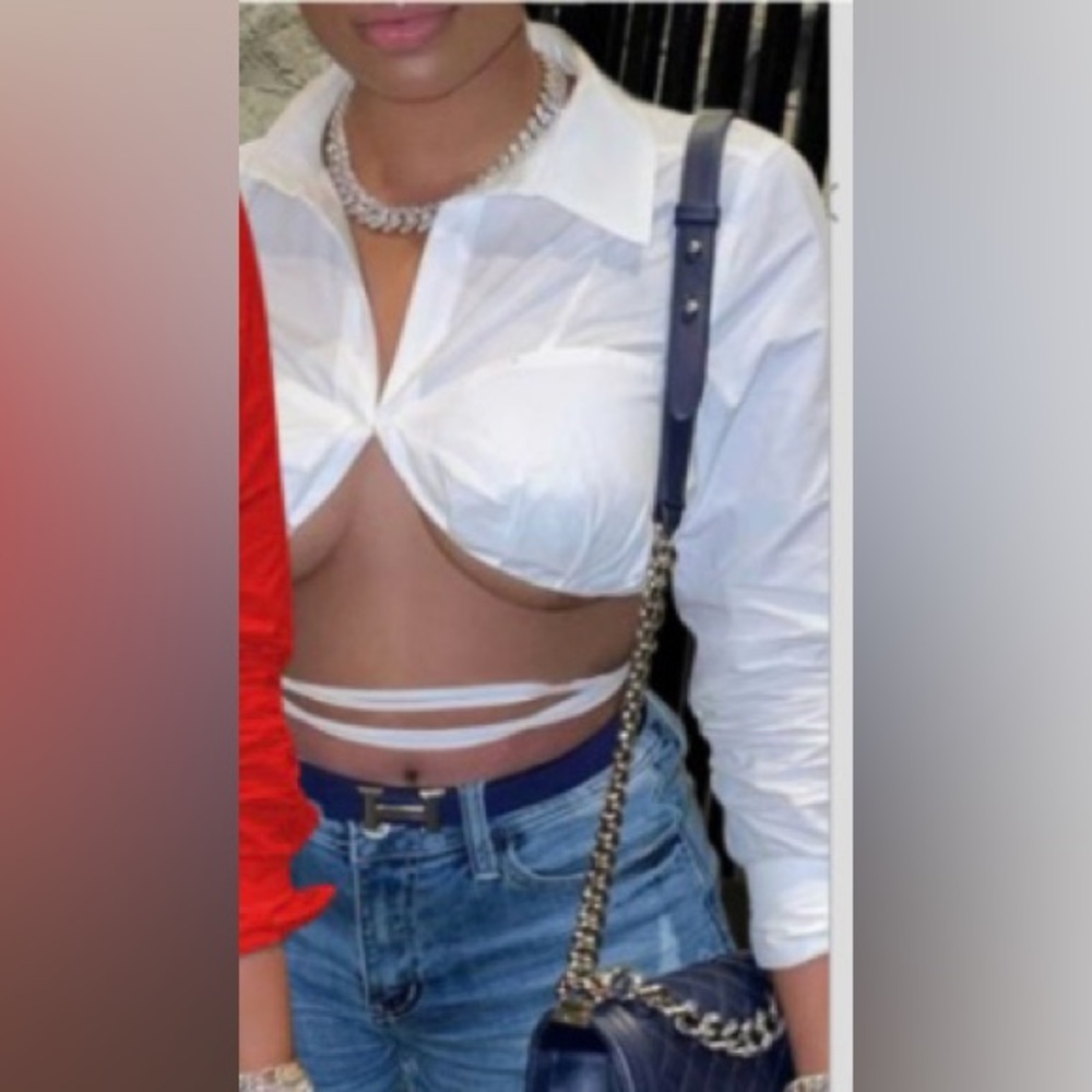 It’s a Wrap Tie up Crop Top Blouse (L)